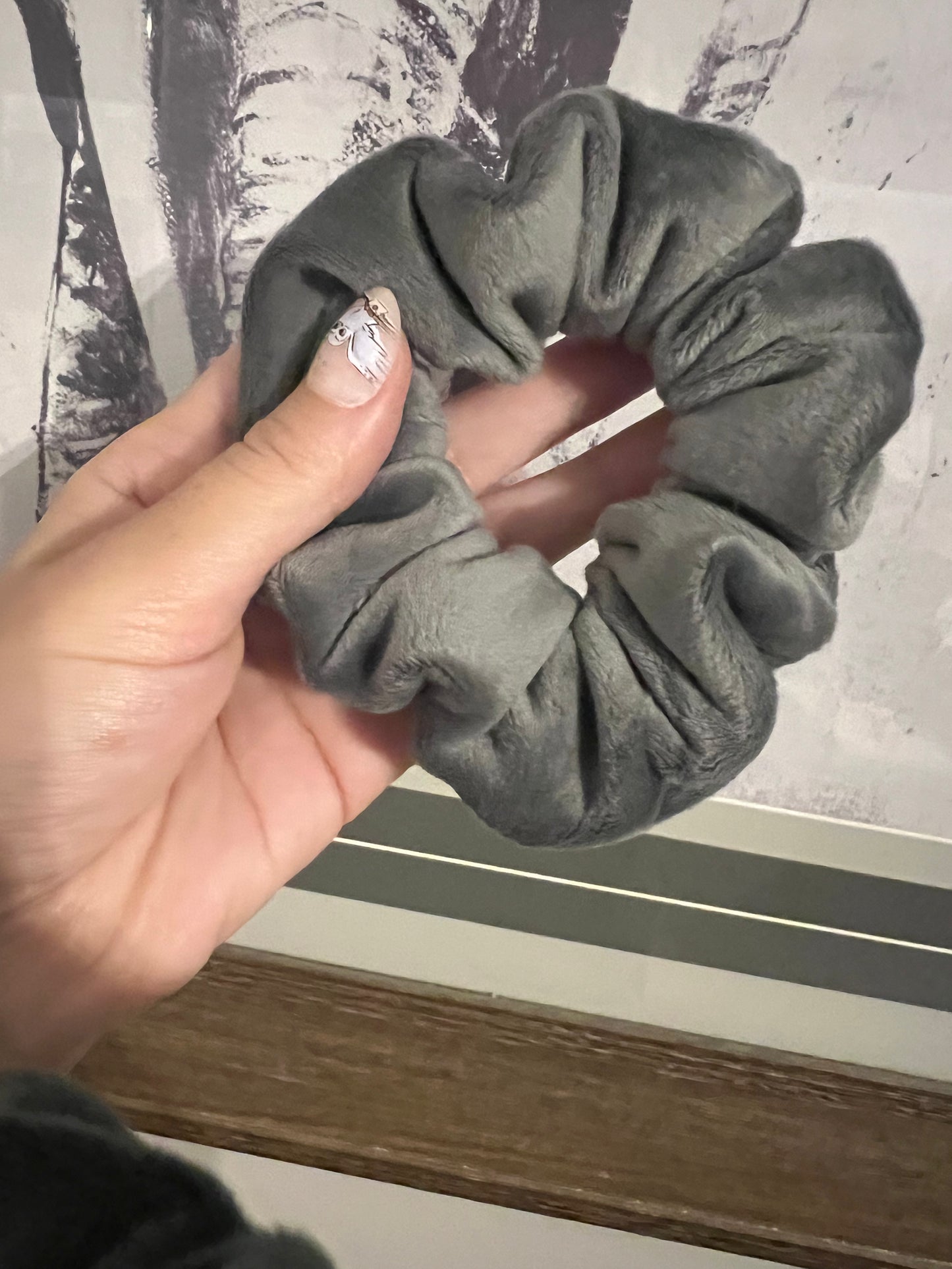 Grey Mink Scrunchie