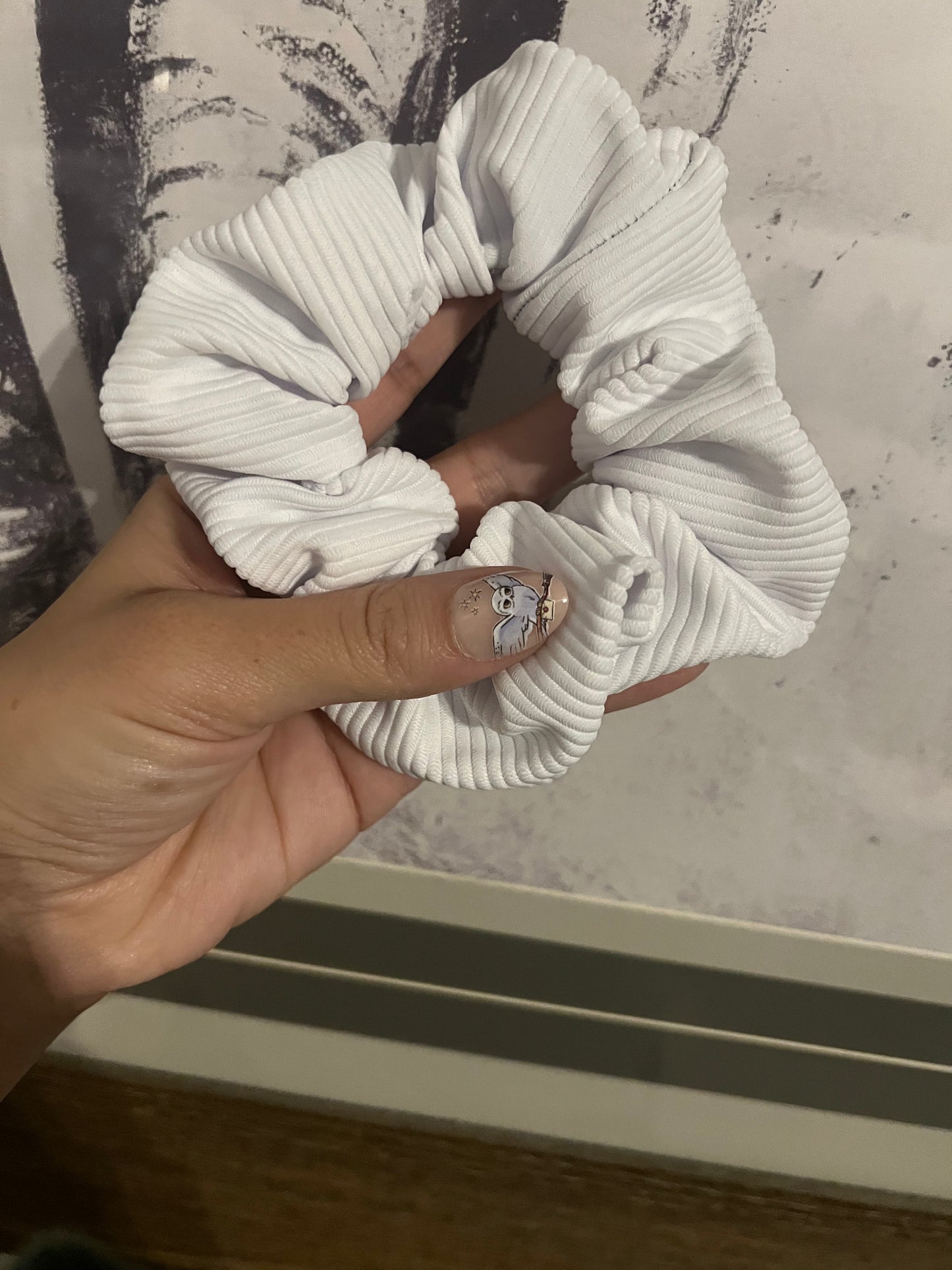 White Ribbed Swim Scrunchie