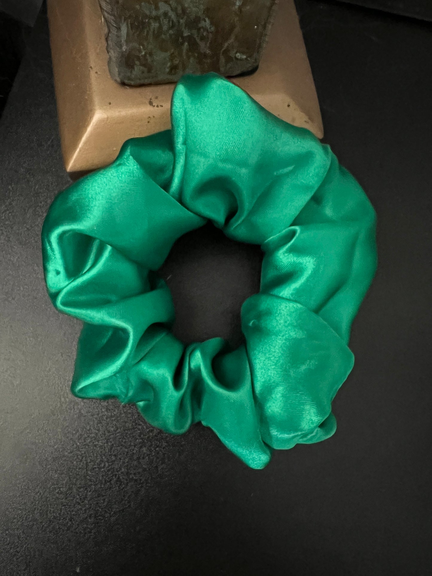 Leprechaun Green Satin Mini Scrunchie