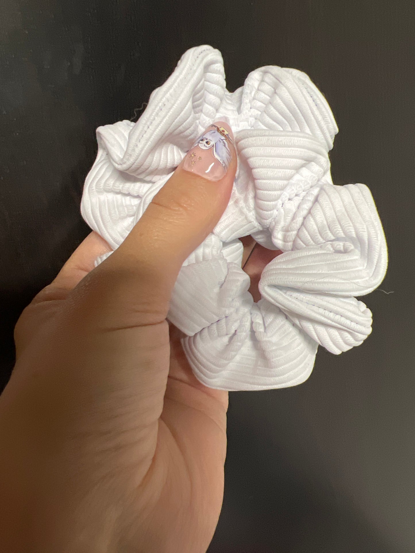 White Ribbed Swim Mini Scrunchie
