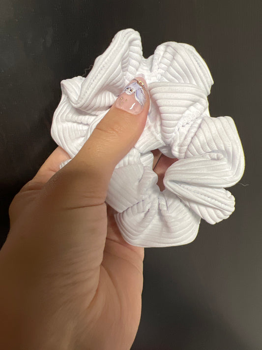 White Ribbed Swim Mini Scrunchie