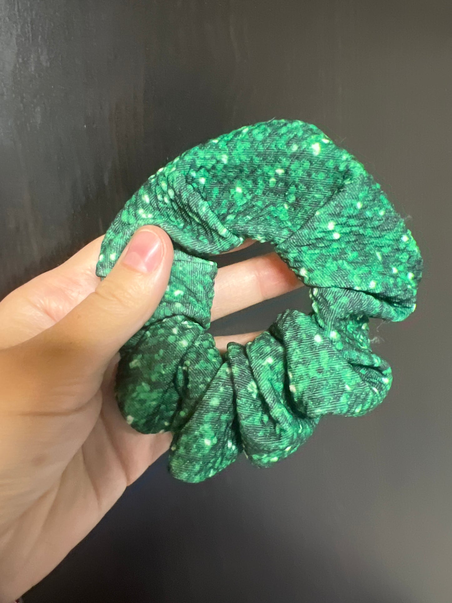 Green Christmas Shimmer Scrunchie