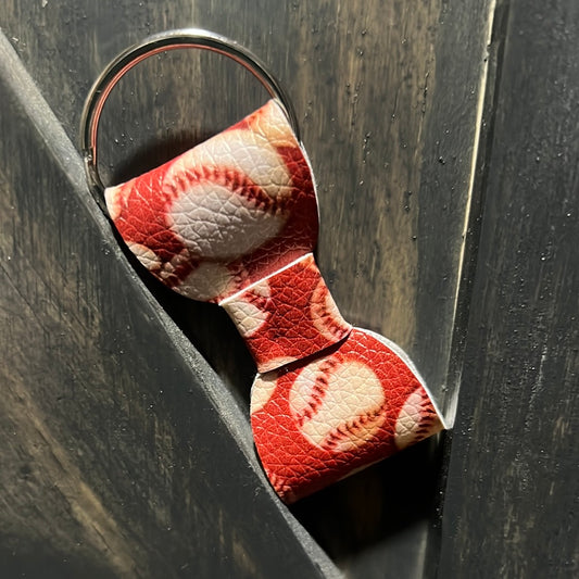 Red Baseball Bow Keychain