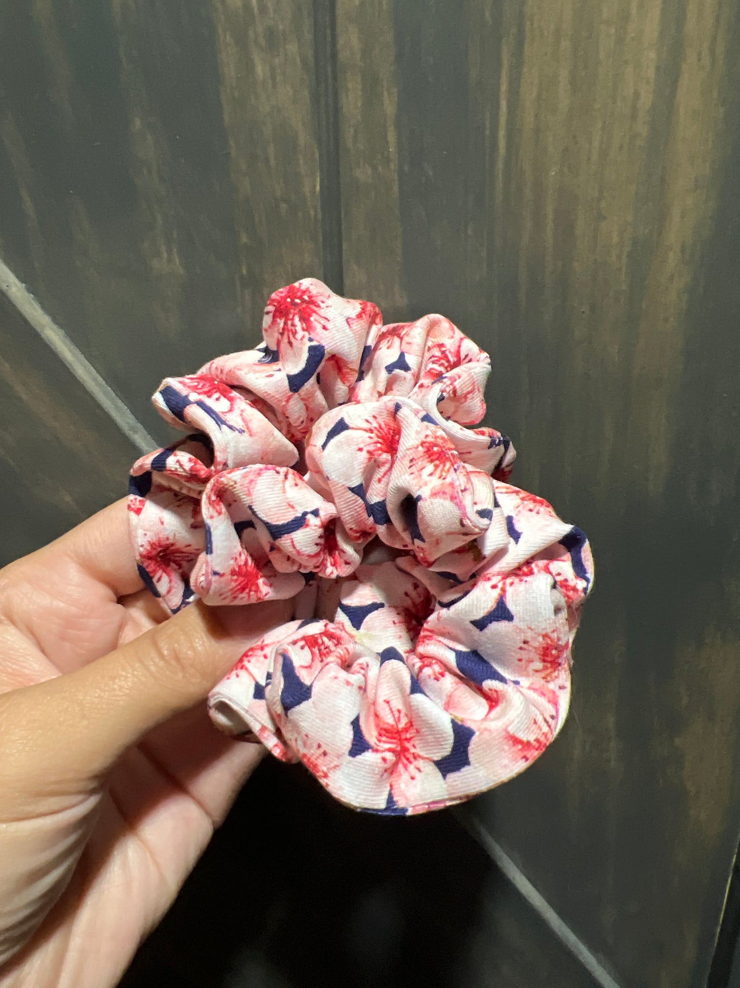 Pink Floral Mini Scrunchies