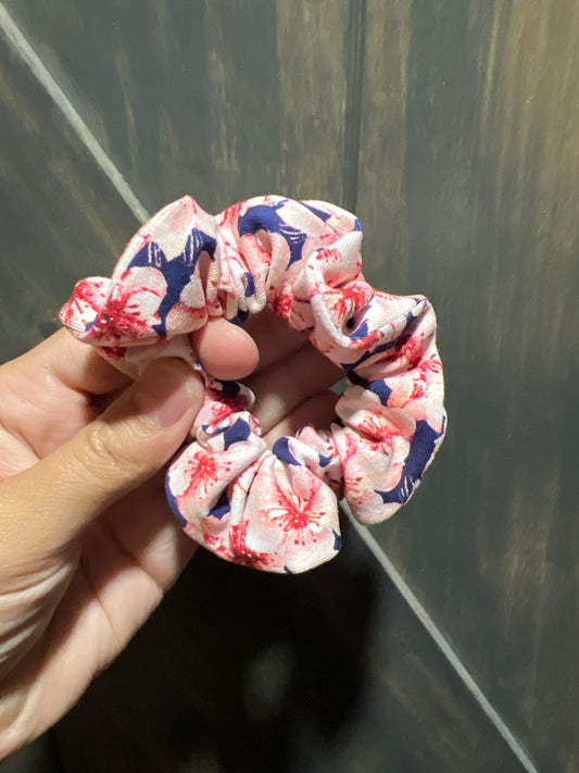 Pink Floral Scrunchies