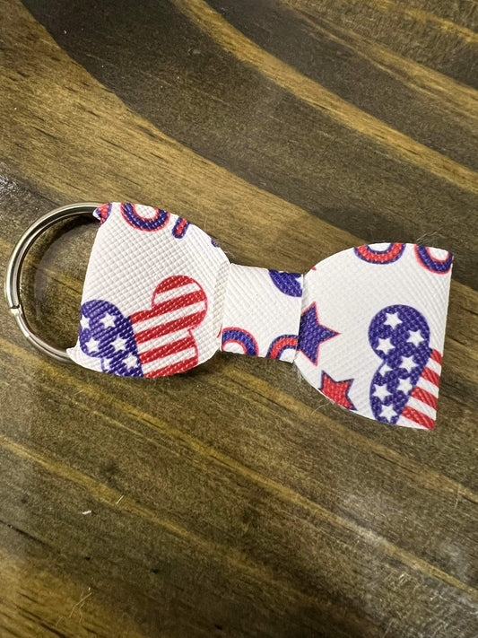 Red, White, & Ears Bow Keychain