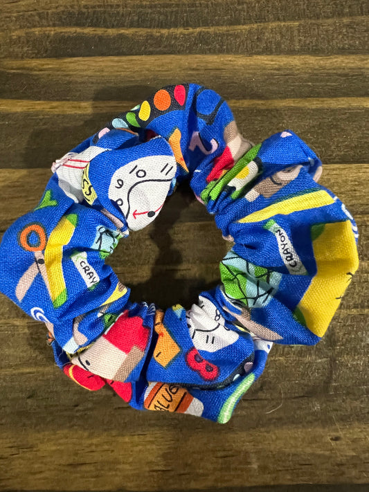 School Supplies Cotton Mini Scrunchie