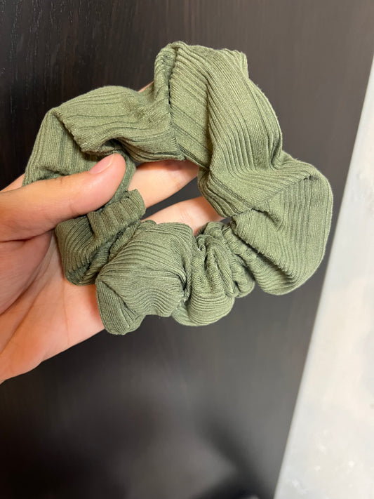 Ash Green Ribbed Scrunchie