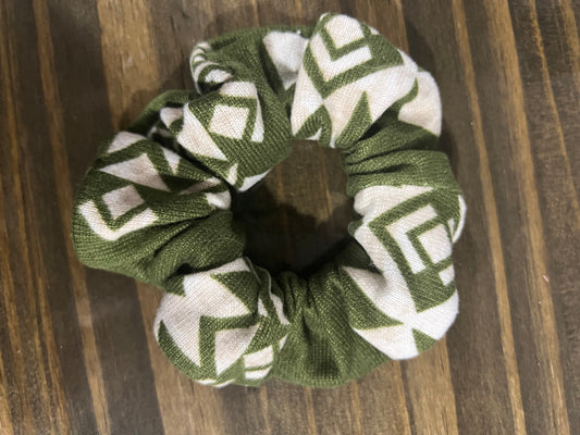 Green Aztec Mini Scrunchie