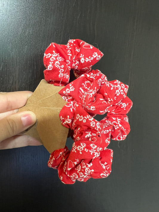 Red Christmas Bells Mini Scrunchie