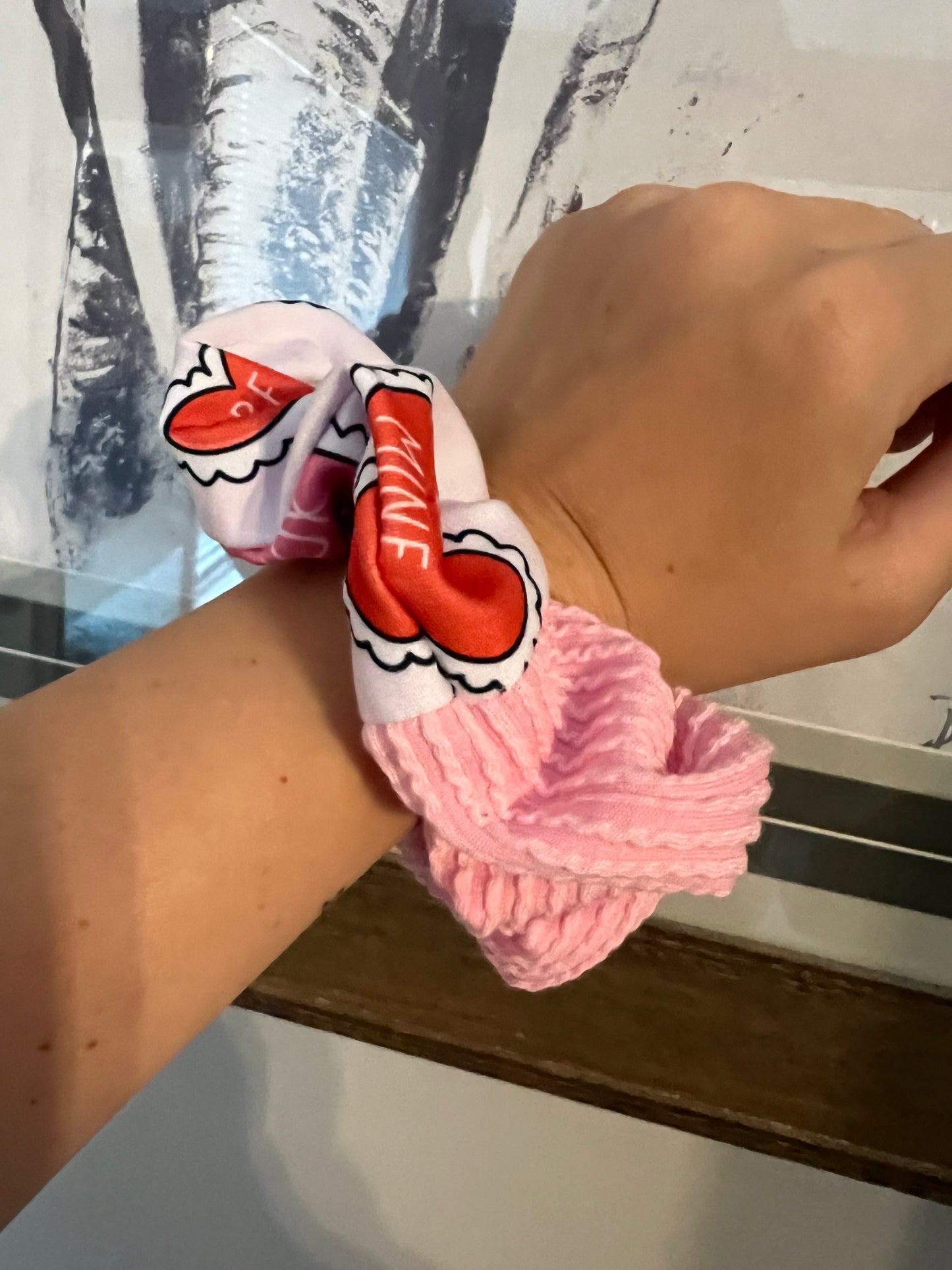 Half and Half Convo Heart Scrunchie