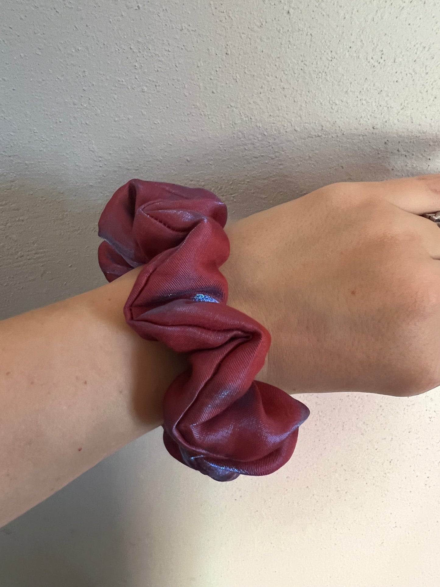 Maroon Shimmer Satin Scrunchie