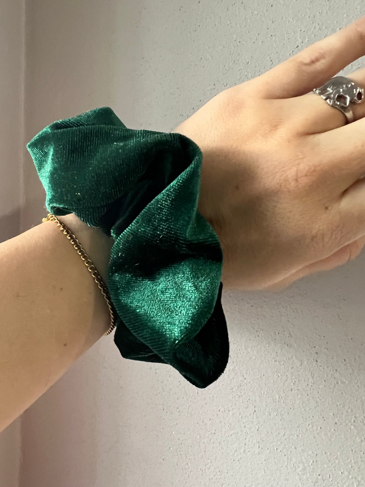 Green Shimmer Velvet Scrunchie