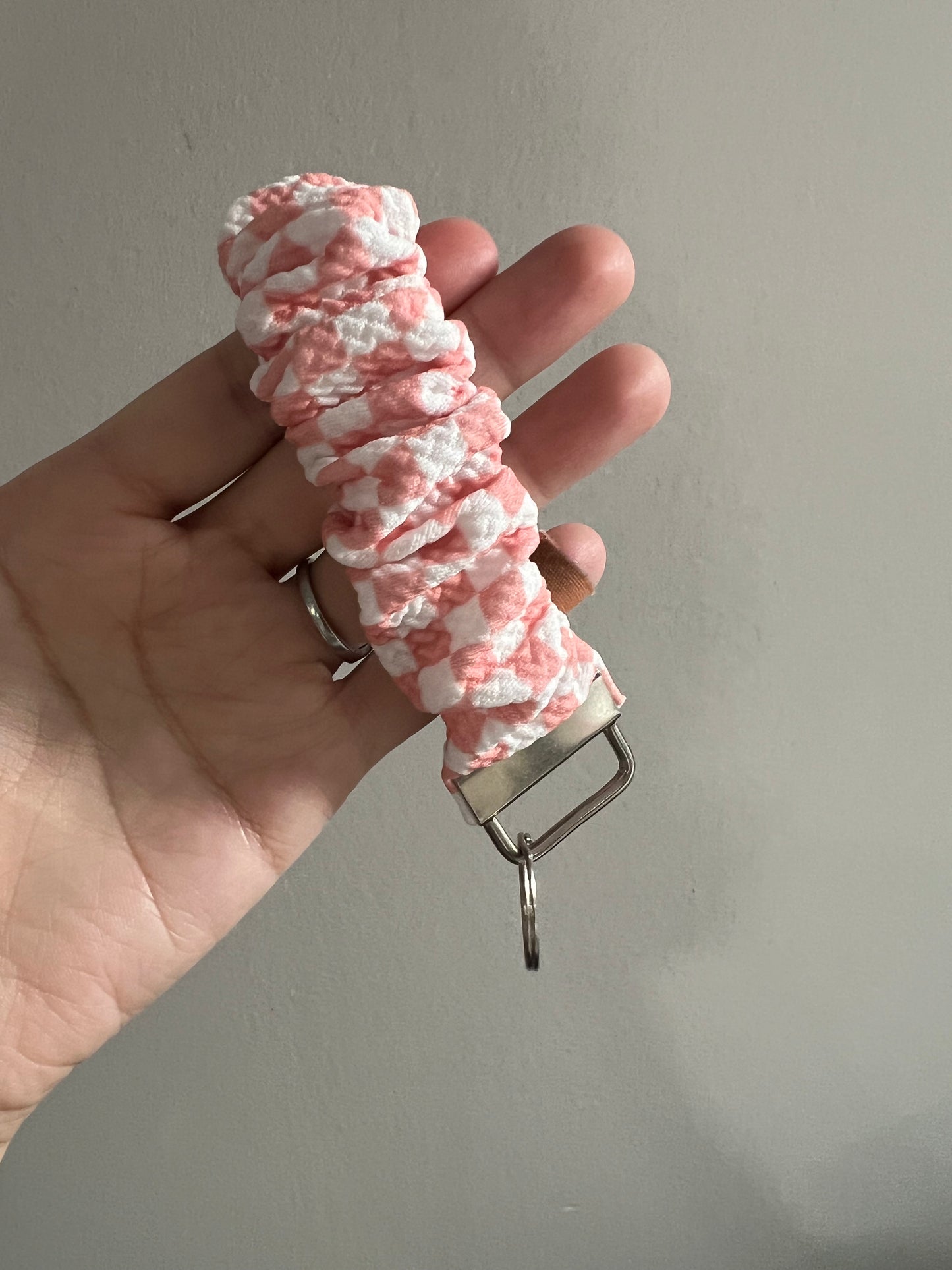 Pink Checkered Scrunchie Wristlet
