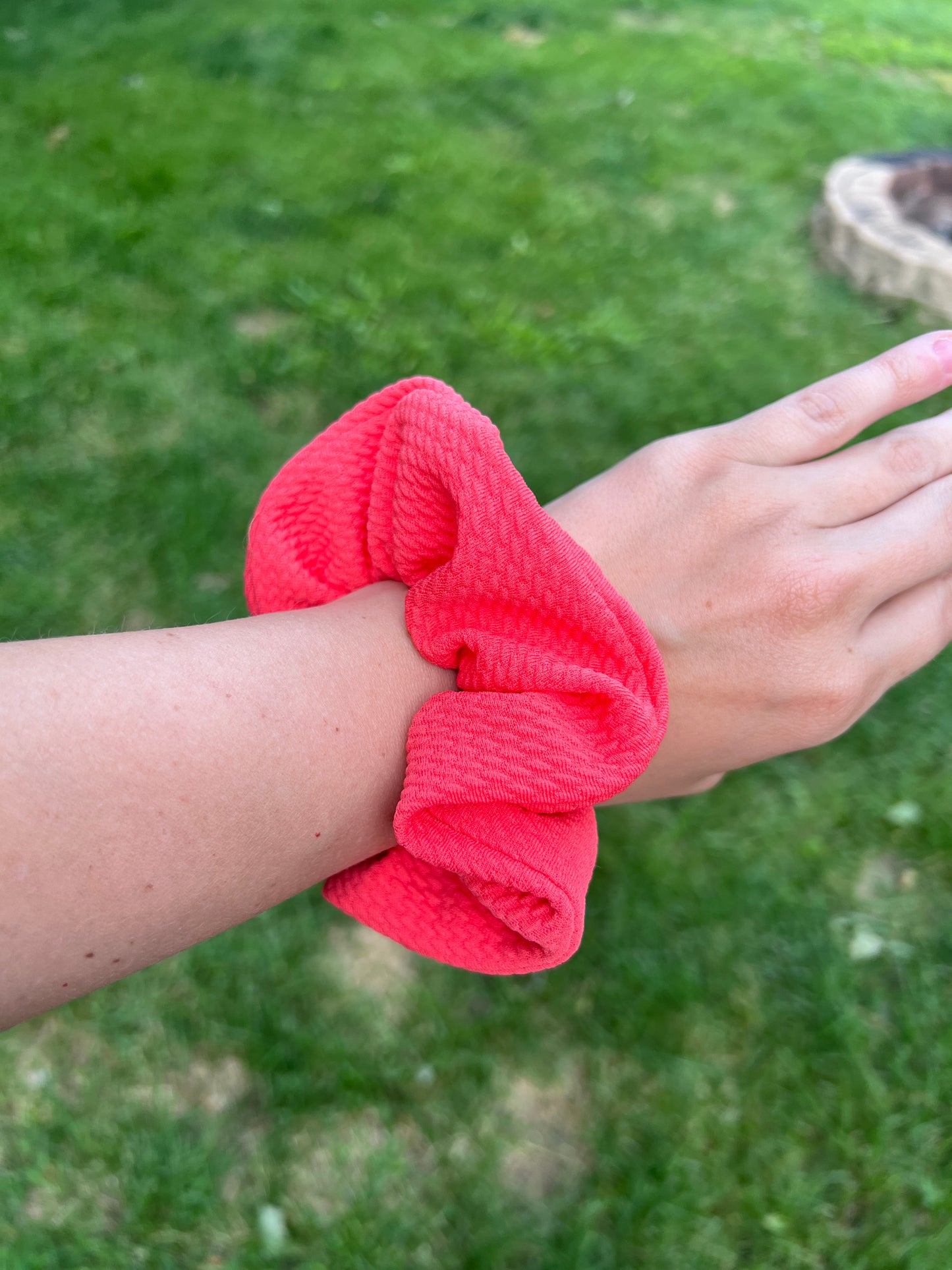 Coral Bullet Scrunchie