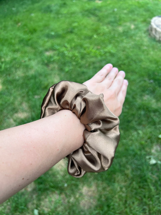 Coffee Satin Scrunchie